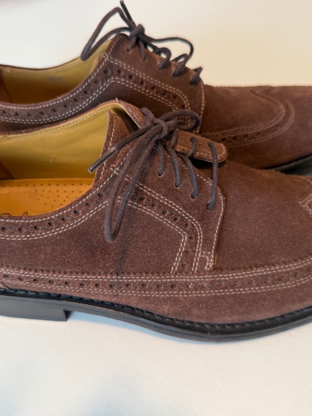 Cole Haan Men's Brown Suede Wingtip Derby Shoes size 9 1/2.
